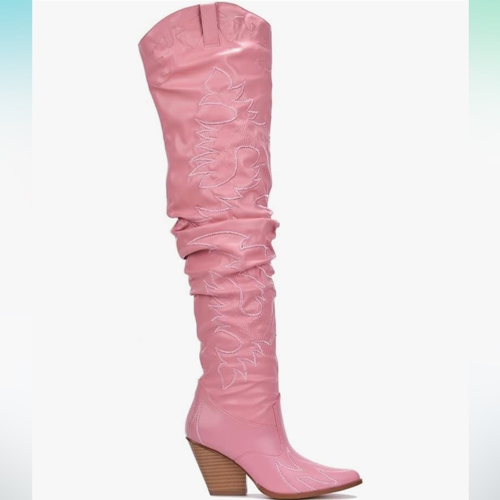 Cape Robbin Pink Over the Knee Boots with Ruched Design